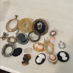 Vintage Cameos & brooches holders for repair or re-use